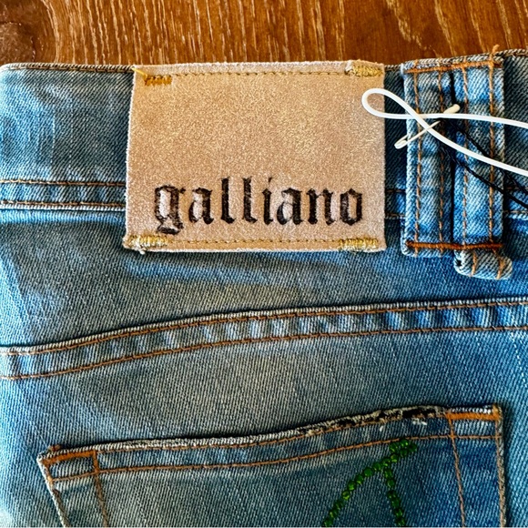 NWT LONG Galliano Donna crystal cherry slim jeans 30 - Picture 2 of 16